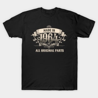 Retro Vintage Birthday Made In 1964 All Original Parts T-Shirt